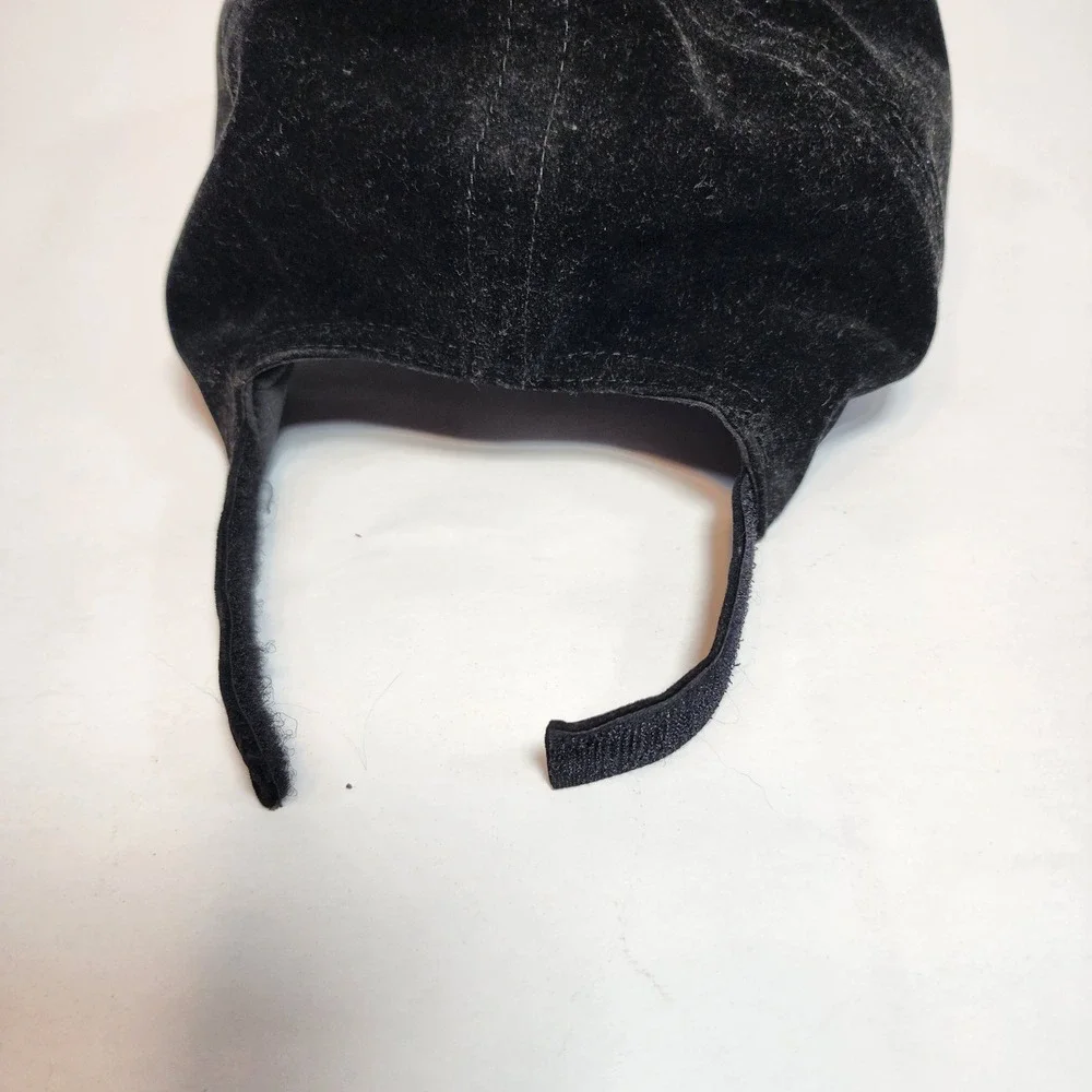 D&Y Black Velvet and Faux Leather Baseball Cap Adjustable Hat‎ FWCAP815